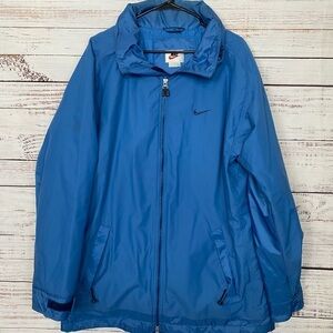 Nike swoosh vintage blue lined windbreaker 90s retro full zip hooded ski jacket